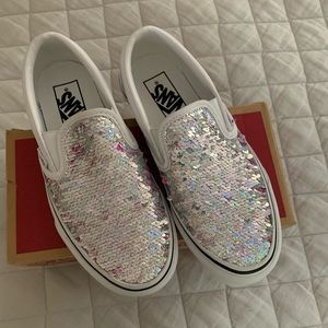 Checkered, pink and silver flip sequins Vans